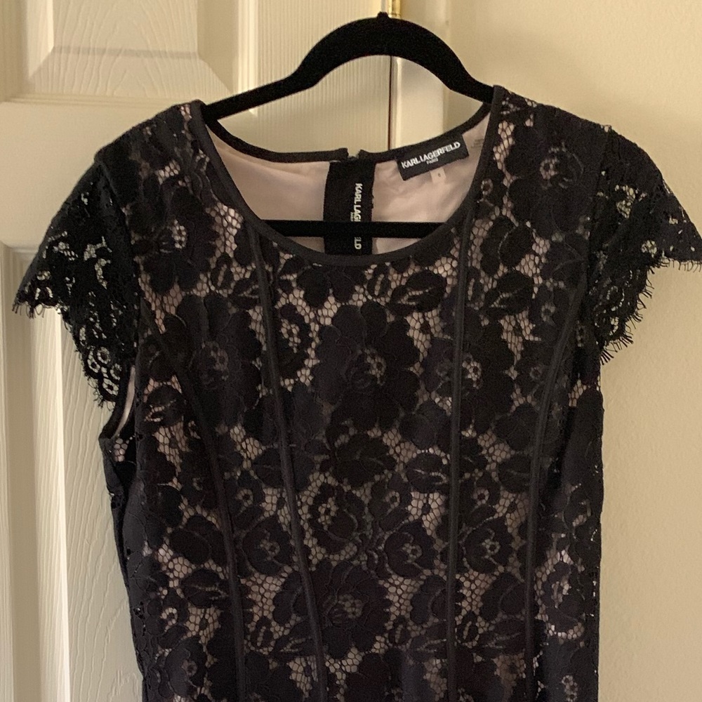 Black and pink lace dress